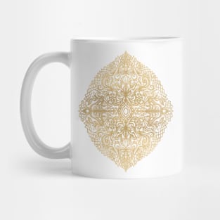 White Gouache Doodle on Gold Paint Mug